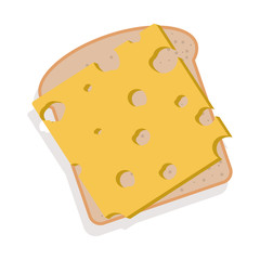 silhouette color bread with cheese vector illustration