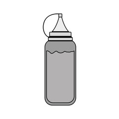 silhouette gray scale bottle ketchup vector illustration