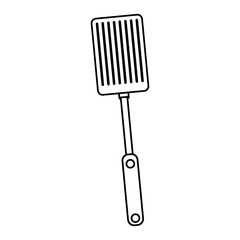 silhouette black with frying spatula vector illustration