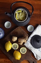 Lemon and ginger tea set reverse view