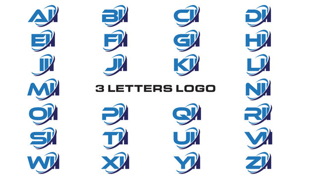 3 letters modern generic swoosh logo AII, BII, CII, DII, EII, FII, GII,  HII,III, JII, KII, LII, MII, NII, OII, PII, QII, RII, SII, TII, UII, VII,  WII, XII, YII, ZII Stock ベクター | Adobe Stock