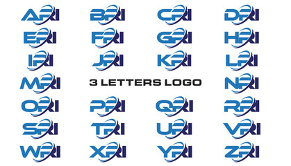 Fototapeta premium 3 letters modern generic swoosh logo ARI, BRI, CRI, DRI, ERI, FRI, GRI, HRI,IRI, JRI, KRI, LRI, MRI, NRI, ORI, PRI, QRI, RRI, SRI, TRI, URI, VRI, WRI, XRI, YRI, ZRI