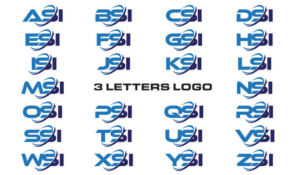3 letters modern generic swoosh logo ASI, BSI, CSI, DSI, ESI, FSI, GSI, HSI,ISI, JSI, KSI, LSI, MSI, NSI, OSI, PSI, QSI, RSI, SSI, TSI, USI, VSI, WSI, XSI, YSI, ZSI