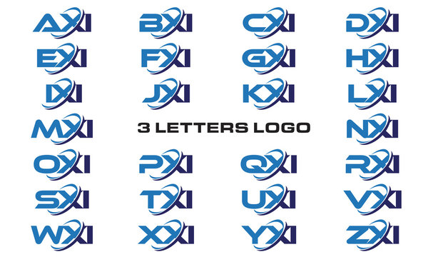 3 letters modern generic swoosh logo AXI, BXI, CXI, DXI, EXI, FXI, GXI, HXI,IXI, JXI, KXI, LXI, MXI, NXI, OXI, PXI, QXI, RXI, SXI, TXI, UXI, VXI, WXI, XXI, YXI, ZXI
