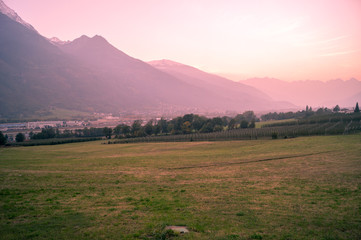 Plakat mountain landscape at autumn sunset