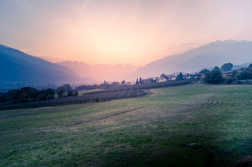 Fototapeta premium mountain landscape at autumn sunset
