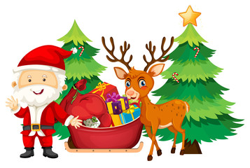 Christmas theme with Santa and reindeer