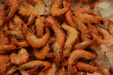 Cooked shrimp .