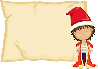 Paper template with boy in santa hat