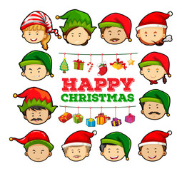 Christmas card with people wearing party hats