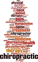 Chiropractic word cloud concept. Vector illustration