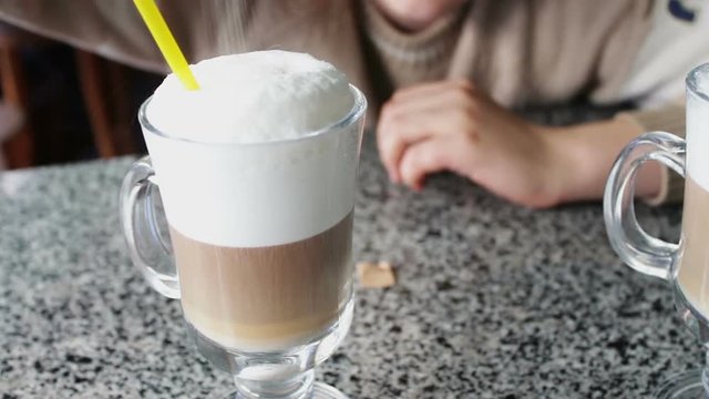 Hot latte with tasty foam