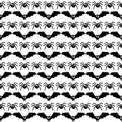 Fototapeta premium Halloween pattern with bats and spiders. Seamless halloween background. Happy Halloween concept illustration.