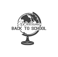 Back To School. Globe. Earth model. Vector illustration. Isolated on White