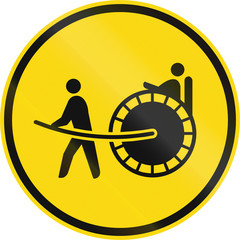 Temporary road sign used in the African country of Botswana - Rickshaws only