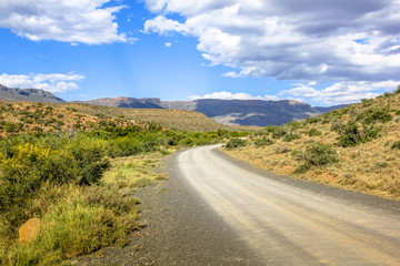 Fototapeta na wymiar Scenic african landscape in Karoo National Park, Western Cape province of South Africa. The parks of South Africa are famous for the magnificent scenery and wildlife.