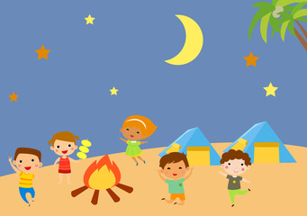 Obraz na płótnie Canvas Kindergarten kids camping