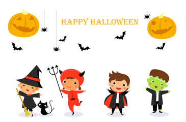 Happy halloween - Cute kids wearing Halloween monster costume