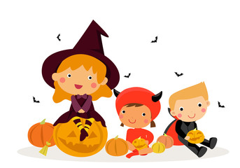 Happy halloween - Cute kids wearing Halloween monster costume