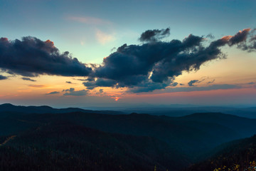 Sunset mountains Miao Chan. Russian Far East...