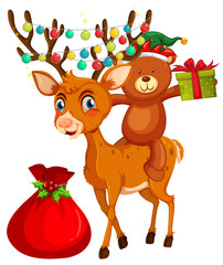 Christmas theme with bear and reindeer