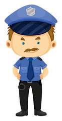 Policeman in blue uniform