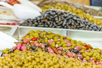 stall of Sicilian olives
