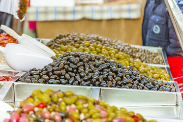 stall of Sicilian olives