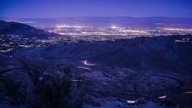 Time lapse - Night City Lights and Traffic at Palm Springs