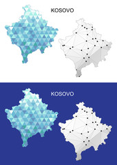 Kosovo map in geometric polygonal style. Abstract gems triangle.