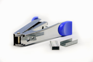 Stapler,Office tool. Stapler on the white background. Miscellaneous of office equipment. Paper clip,Stapler