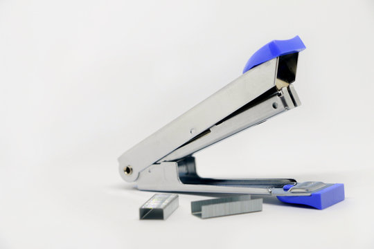 Stapler,Office tool. Stapler on the white background. Miscellaneous of office equipment. Paper clip,Stapler