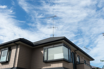 The Modern building on blue sky background