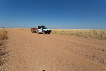 Four Wheel Drive and offroad camper on outback road in the Kimbe