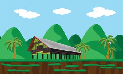 aceh traditional house landscape