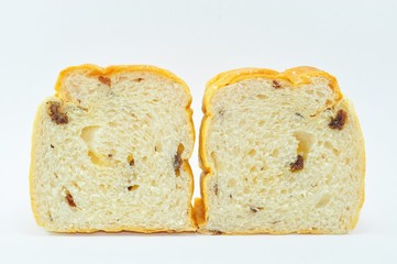 sliced bread on white background 