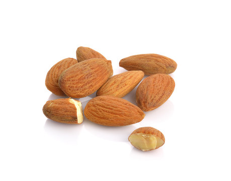 almonds isolated on the white background