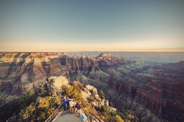 Grand Canyon, North Rim, Bright Angel Point at evening, Arizona, USA, Vintage filtered style