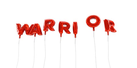 WARRIOR - word made from red foil balloons - 3D rendered.  Can be used for an online banner ad or a print postcard.