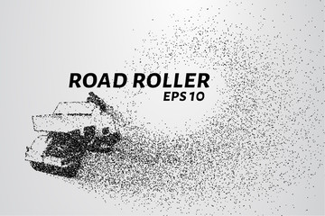 Fototapeta na wymiar Road roller of particles. Road roller lays the asphalt.