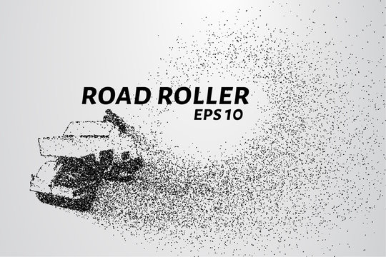 Road roller of particles. Road roller lays the asphalt.