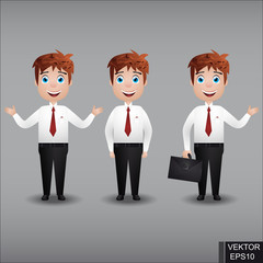 Fototapeta premium Realistic people. Set. Young guy. Businessman. For your design.