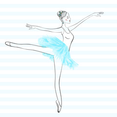 Cute young ballerina dancing on pointe, ballet shoes in flower t © OlgaLim