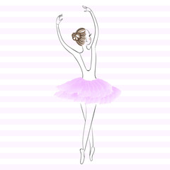 Cute young ballerina dancing on pointe, ballet shoes in flower t © OlgaLim