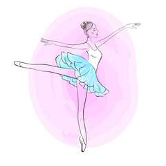 Cute young ballerina dancing on pointe, ballet shoes in flower t © OlgaLim