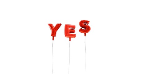 YES - word made from red foil balloons - 3D rendered.  Can be used for an online banner ad or a print postcard.