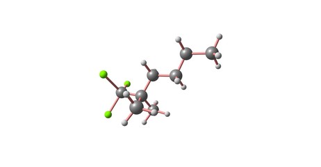 1,1,1-Trichloro-2,2-dimethylhexane molecular structure isolated on white