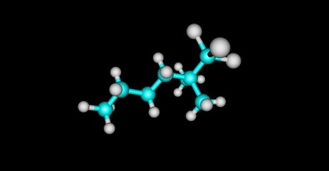 1,1,1-Trichloro-2,2-dimethylhexane molecular structure isolated on black