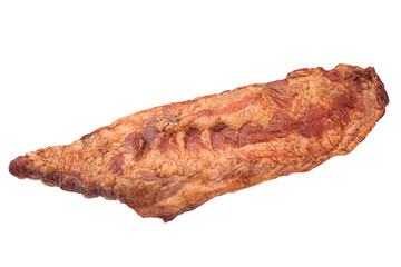 Smoked pork ribs on white