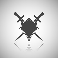 Abstract vector icon - shield and sword.